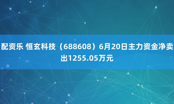 配资乐 恒玄科技（688608）6月20日主力资金净卖出1255.05万元